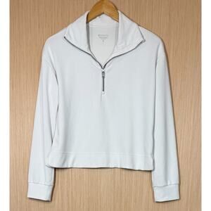 Athleta Seasoft Quarter Zip Sweatshirt Womens Size XS White Tencel Athleisure